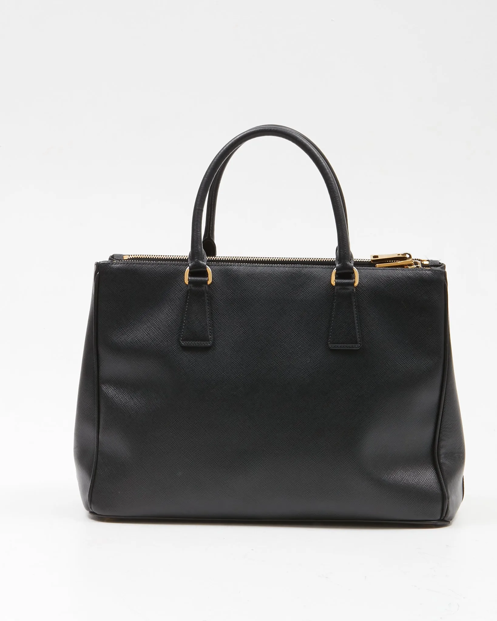 Prada Black Saffiano Medium Double Zip Tote Bag