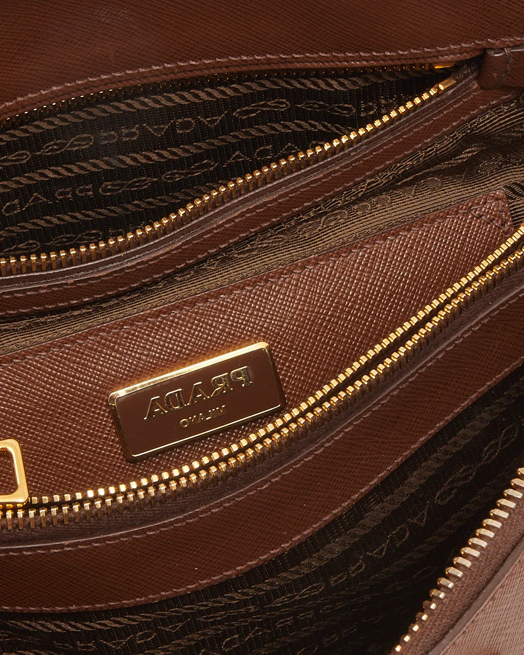 Prada Brown Saffiano Promenade Medium Lux Bag