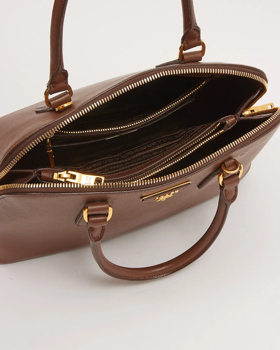Prada Brown Saffiano Promenade Medium Lux Bag