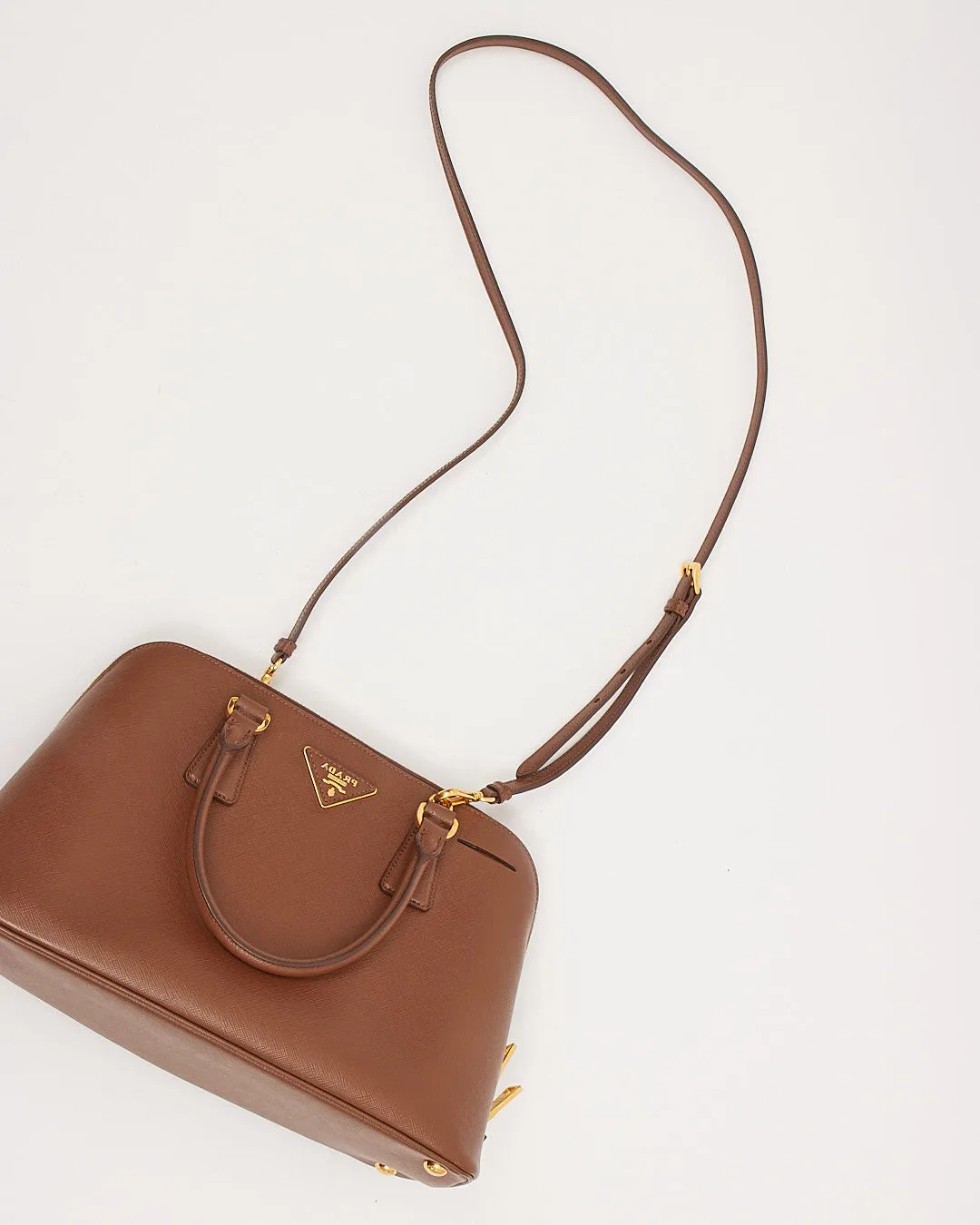 Prada Brown Saffiano Promenade Medium Lux Bag