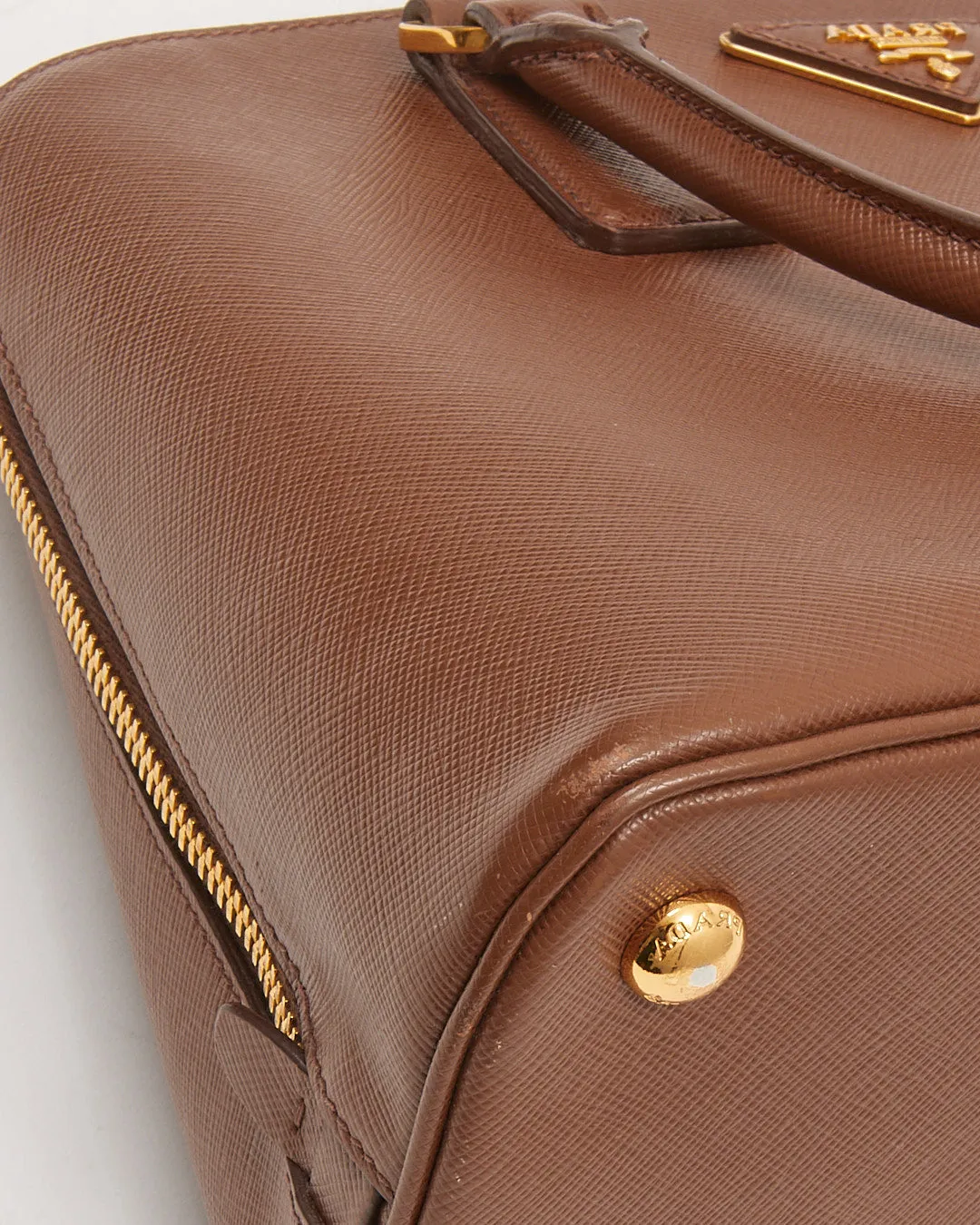 Prada Brown Saffiano Promenade Medium Lux Bag