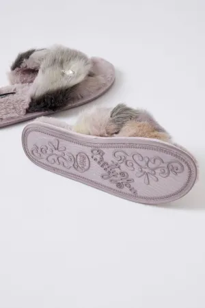 Pretty You London Womens Slider Slippers Blyss in Lilac - Small