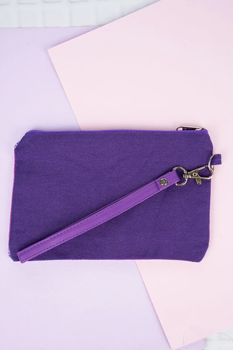 Purple 'Let's Go Ghouls' Seed Bead Wristlet Coin Purse