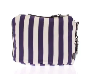 Purple striped canvas toiletry bag