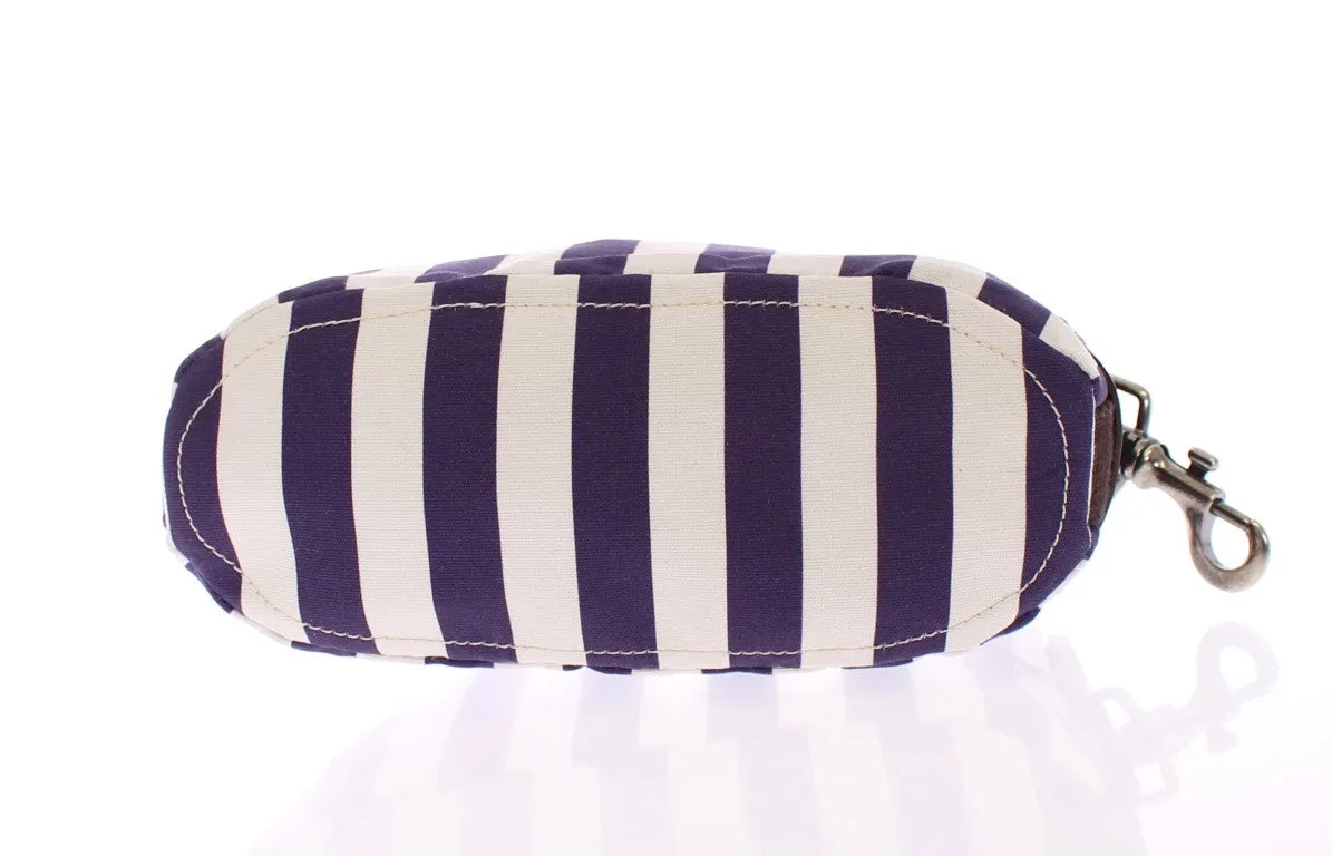 Purple striped canvas toiletry bag