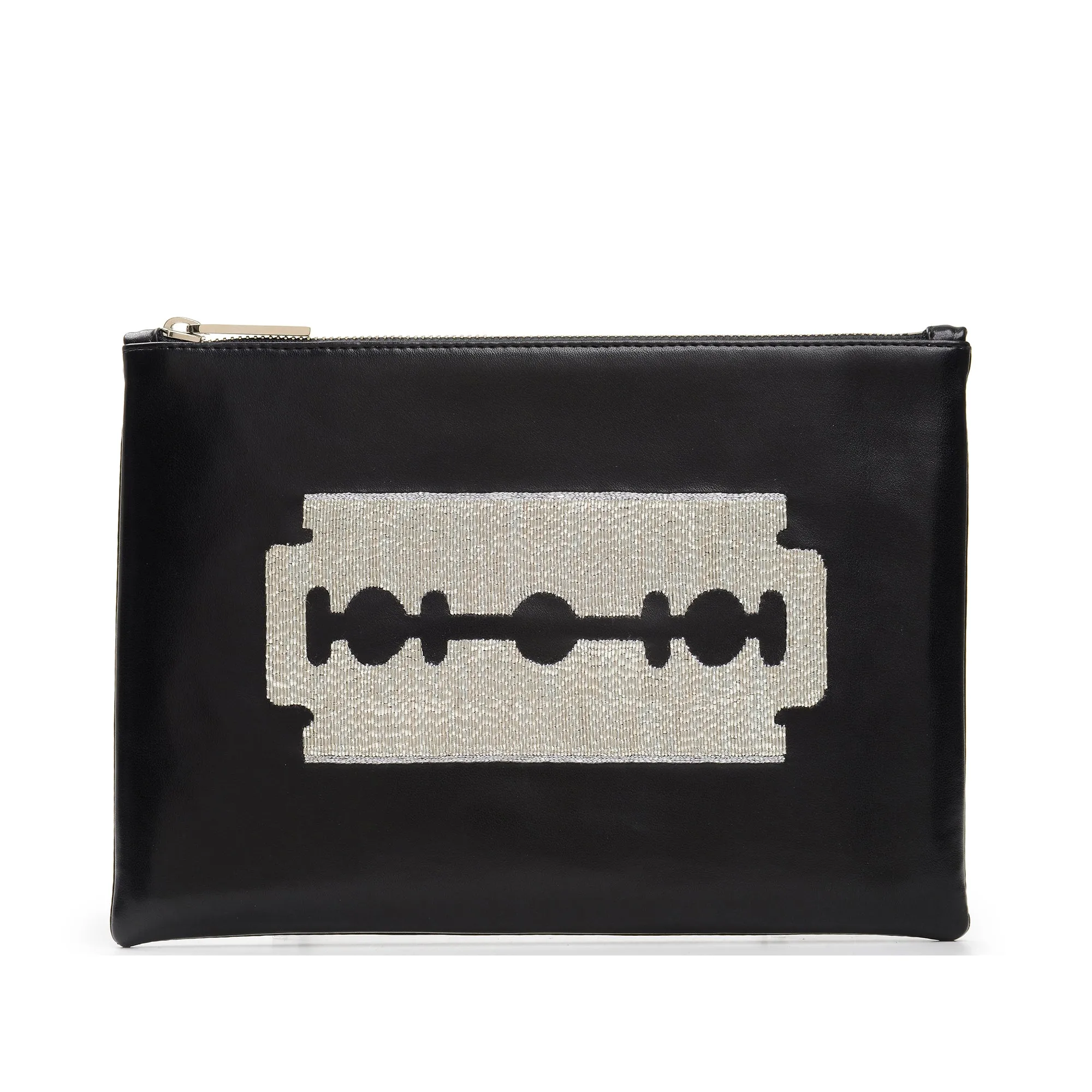 RAZOR BLADE EMBROIDERED CLUTCH BAG