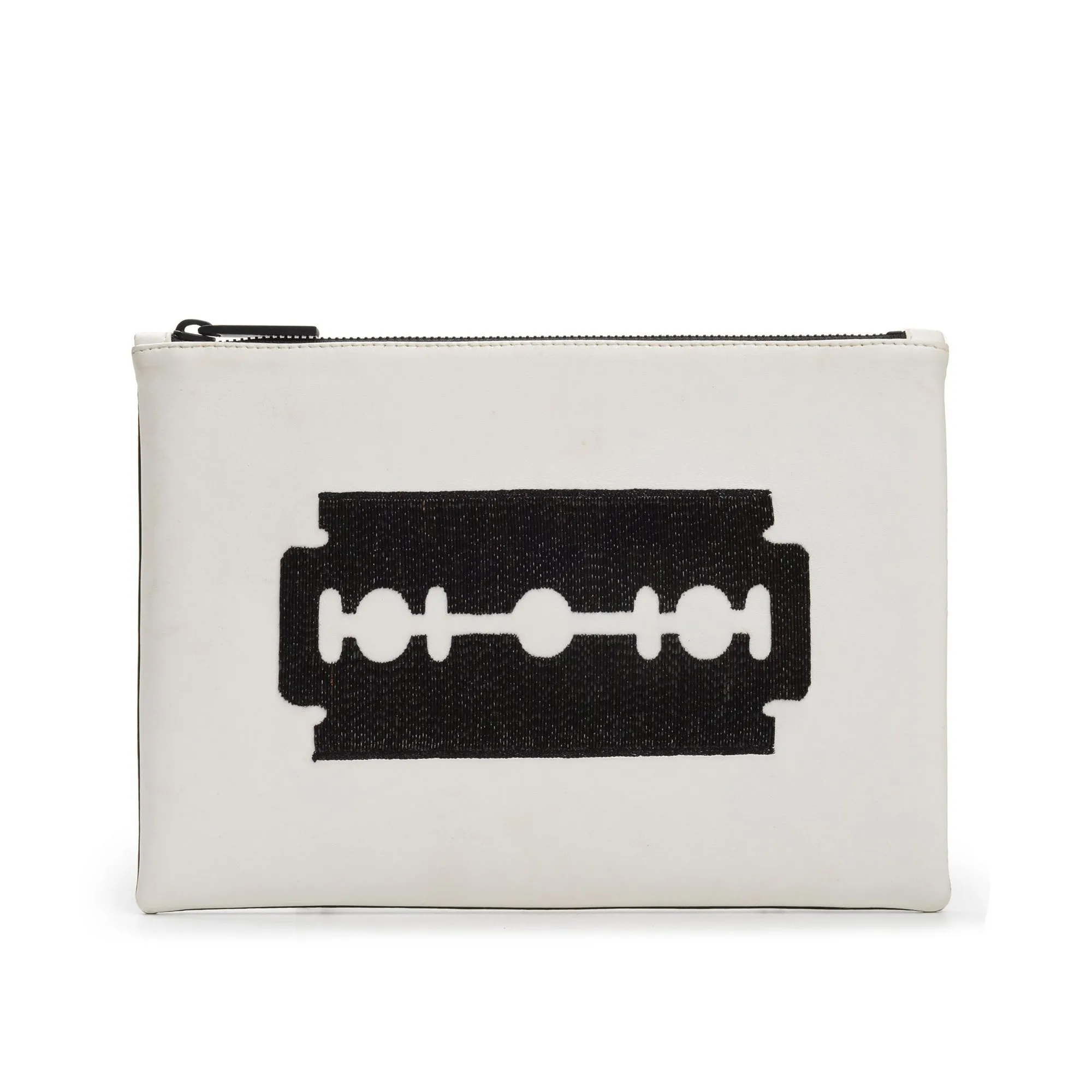 RAZOR BLADE EMBROIDERED CLUTCH BAG