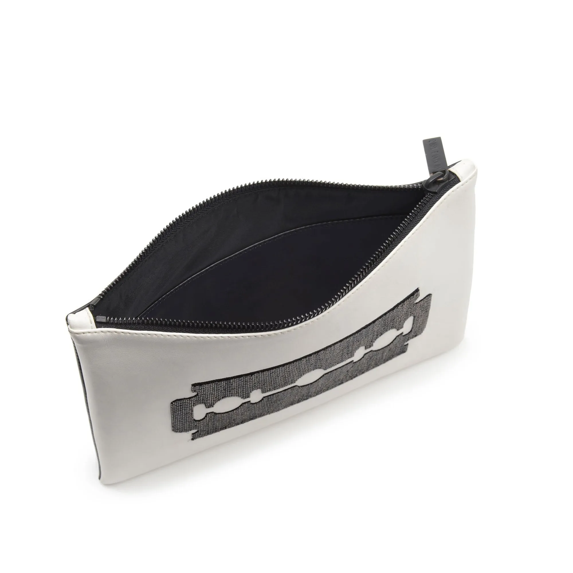 RAZOR BLADE EMBROIDERED CLUTCH BAG