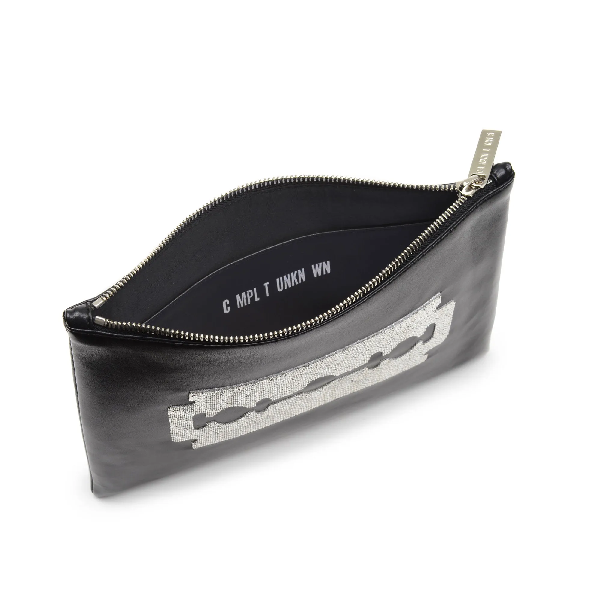 RAZOR BLADE EMBROIDERED CLUTCH BAG