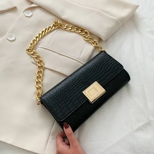 Realaiot Fashion Vintage Bags For Women Crocodile pattern Shoulder Purse Luxury Handbags Women Bags Designer Female Bags Purse