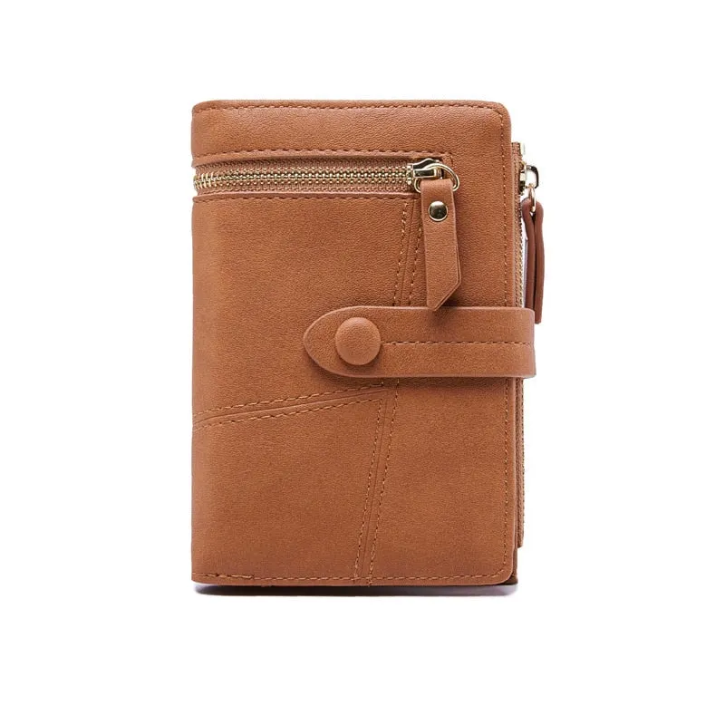 Realaiot Fashion Women Folding Short Wallets Zipper Mini PU Leather Female Coin Purses Ladies Multifunction Hasp Clutch Card Holder