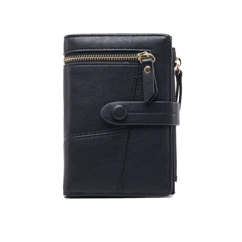 Realaiot Fashion Women Folding Short Wallets Zipper Mini PU Leather Female Coin Purses Ladies Multifunction Hasp Clutch Card Holder