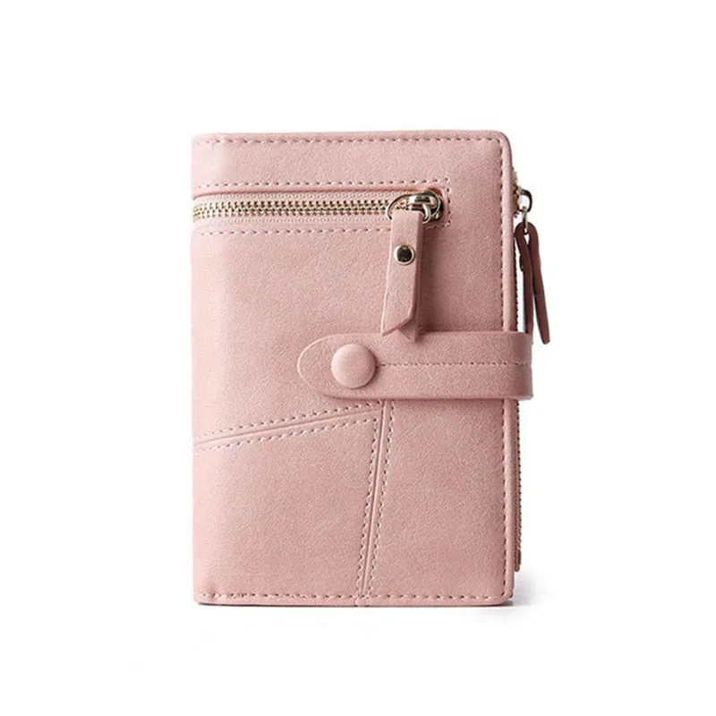 Realaiot Fashion Women Folding Short Wallets Zipper Mini PU Leather Female Coin Purses Ladies Multifunction Hasp Clutch Card Holder