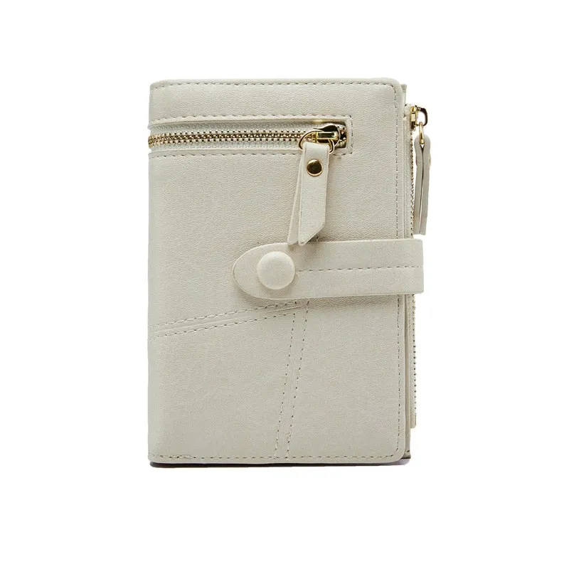 Realaiot Fashion Women Folding Short Wallets Zipper Mini PU Leather Female Coin Purses Ladies Multifunction Hasp Clutch Card Holder