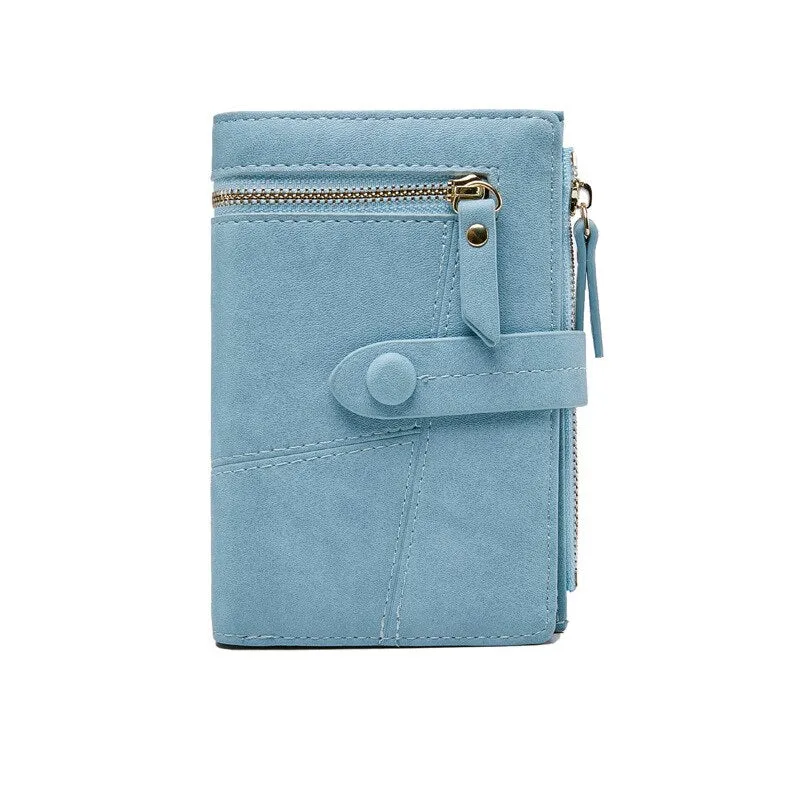 Realaiot Fashion Women Folding Short Wallets Zipper Mini PU Leather Female Coin Purses Ladies Multifunction Hasp Clutch Card Holder