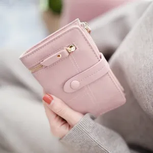 Realaiot Fashion Women Folding Short Wallets Zipper Mini PU Leather Female Coin Purses Ladies Multifunction Hasp Clutch Card Holder