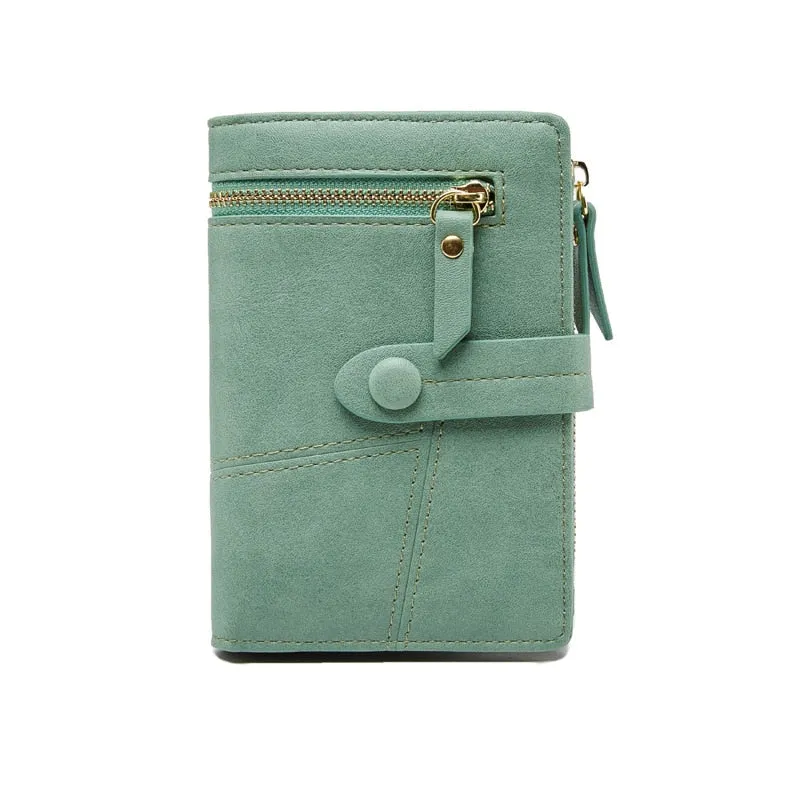 Realaiot Fashion Women Folding Short Wallets Zipper Mini PU Leather Female Coin Purses Ladies Multifunction Hasp Clutch Card Holder