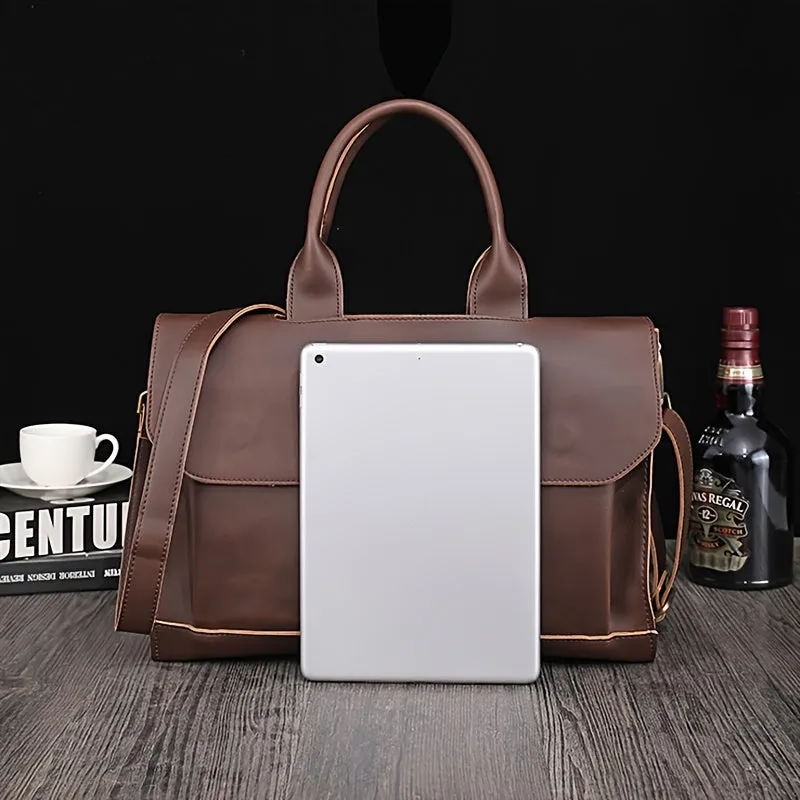 realaiot Men's Handbag, Men's Bag, Pu Leather Shoulder Messenger Business Computer Briefcase For Men Women
