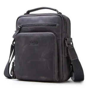 Realaiot vintage men's shoulder bag crazy horse&nubuck genuine leather messenger bag for Ipad 9.7" male handbag man sling bags Gifts for Men