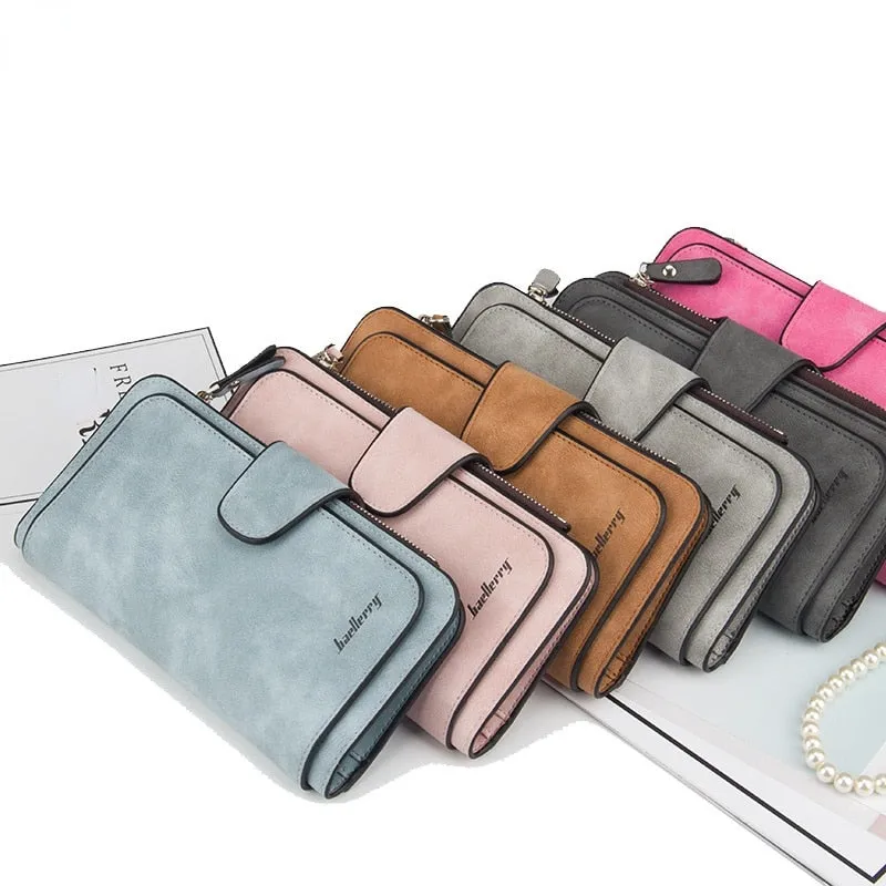 Realaiot Wallet Women Leather Luxury Card Holder Clutch Casual Women Wallets Zipper Pocket Hasp Ladies Wallet Female Purse