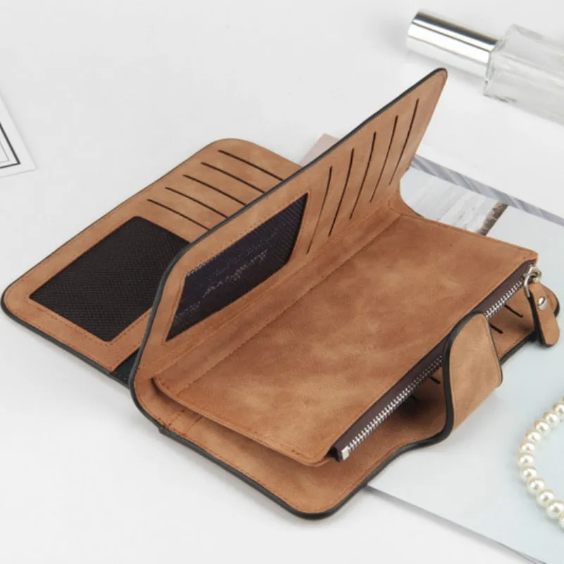 Realaiot Wallet Women Leather Luxury Card Holder Clutch Casual Women Wallets Zipper Pocket Hasp Ladies Wallet Female Purse