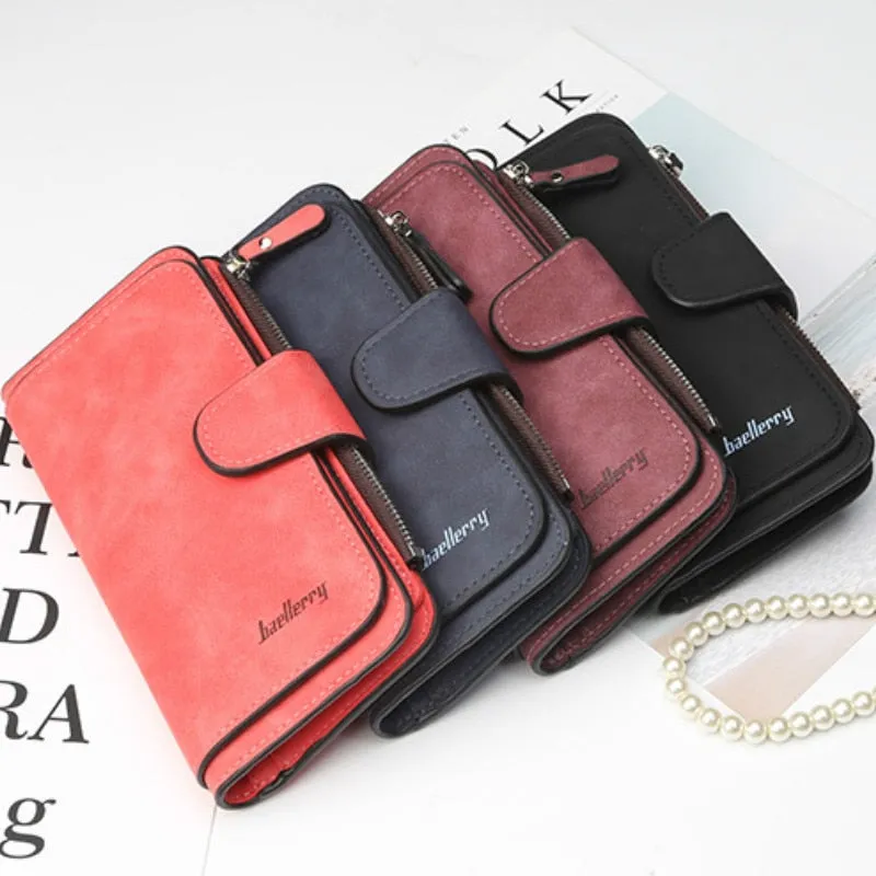 Realaiot Wallet Women Leather Luxury Card Holder Clutch Casual Women Wallets Zipper Pocket Hasp Ladies Wallet Female Purse