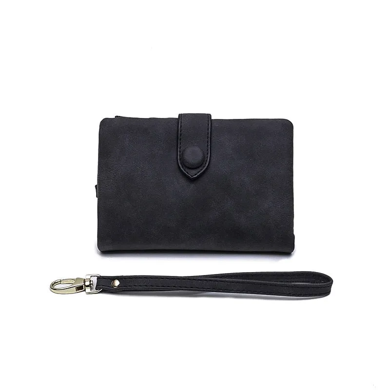 Realaiot Women Fashion Matte Short Wallet PU Leather Zipper Hasp Frosted Ladies Purses Money Coin ID Card Holder Girls Cute Clutch