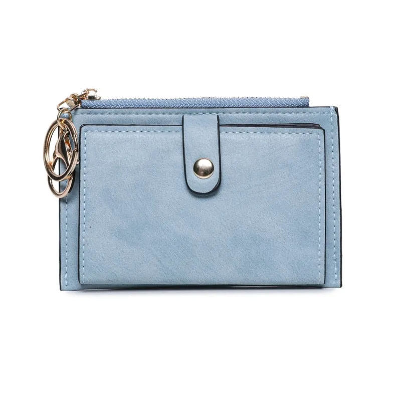 Realaiot Women Fashion Matte Short Wallet PU Leather Zipper Hasp Frosted Ladies Purses Money Coin ID Card Holder Girls Cute Clutch