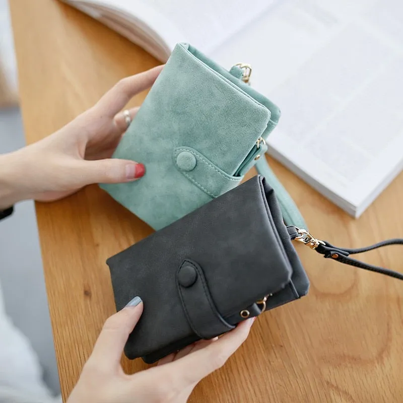 Realaiot Women Fashion Matte Short Wallet PU Leather Zipper Hasp Frosted Ladies Purses Money Coin ID Card Holder Girls Cute Clutch