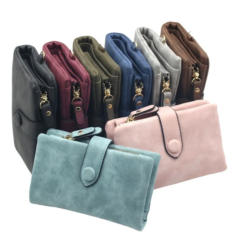 Realaiot Women Fashion Matte Short Wallet PU Leather Zipper Hasp Frosted Ladies Purses Money Coin ID Card Holder Girls Cute Clutch