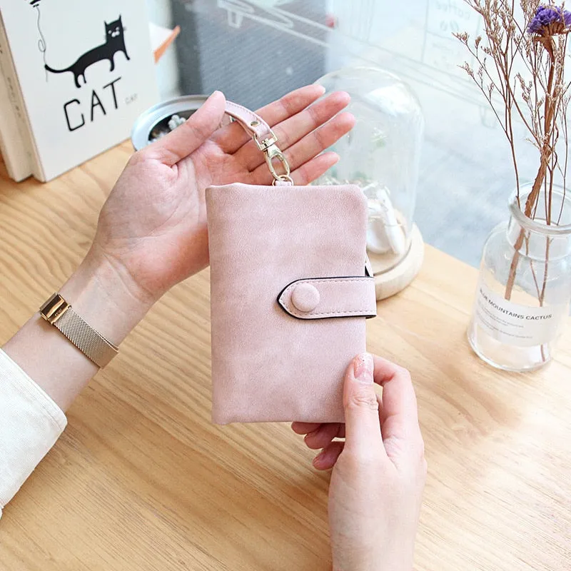 Realaiot Women Fashion Matte Short Wallet PU Leather Zipper Hasp Frosted Ladies Purses Money Coin ID Card Holder Girls Cute Clutch