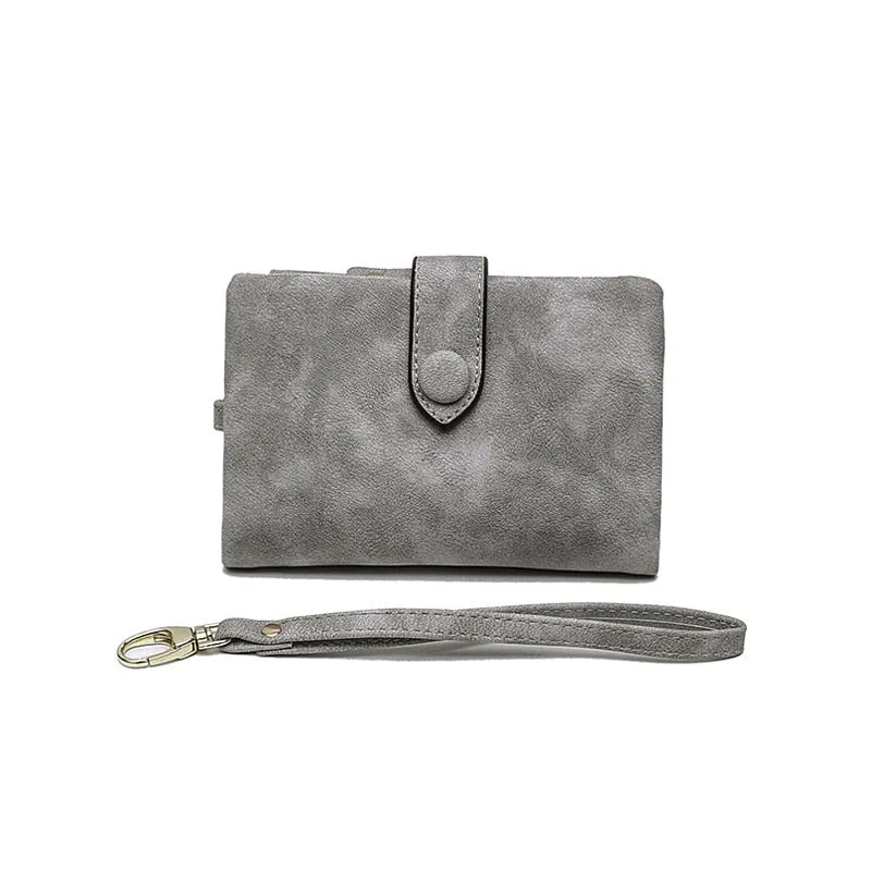 Realaiot Women Fashion Matte Short Wallet PU Leather Zipper Hasp Frosted Ladies Purses Money Coin ID Card Holder Girls Cute Clutch