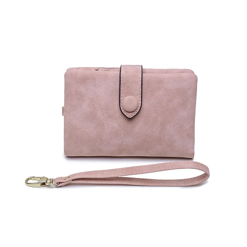 Realaiot Women Fashion Matte Short Wallet PU Leather Zipper Hasp Frosted Ladies Purses Money Coin ID Card Holder Girls Cute Clutch