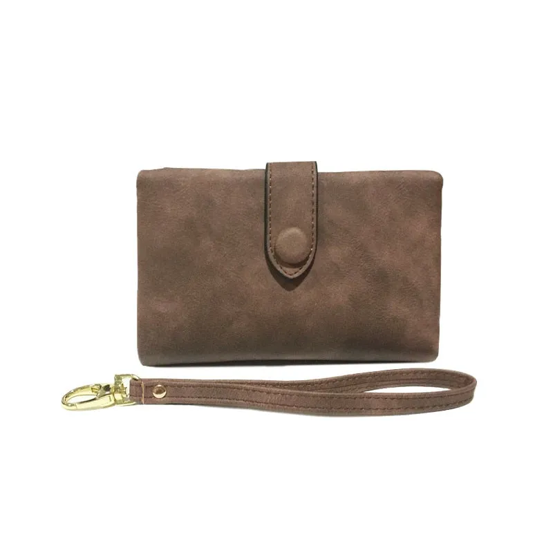 Realaiot Women Fashion Matte Short Wallet PU Leather Zipper Hasp Frosted Ladies Purses Money Coin ID Card Holder Girls Cute Clutch