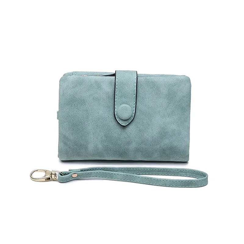 Realaiot Women Fashion Matte Short Wallet PU Leather Zipper Hasp Frosted Ladies Purses Money Coin ID Card Holder Girls Cute Clutch