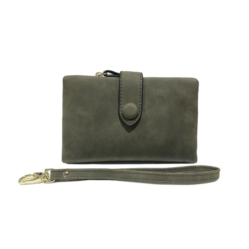 Realaiot Women Fashion Matte Short Wallet PU Leather Zipper Hasp Frosted Ladies Purses Money Coin ID Card Holder Girls Cute Clutch