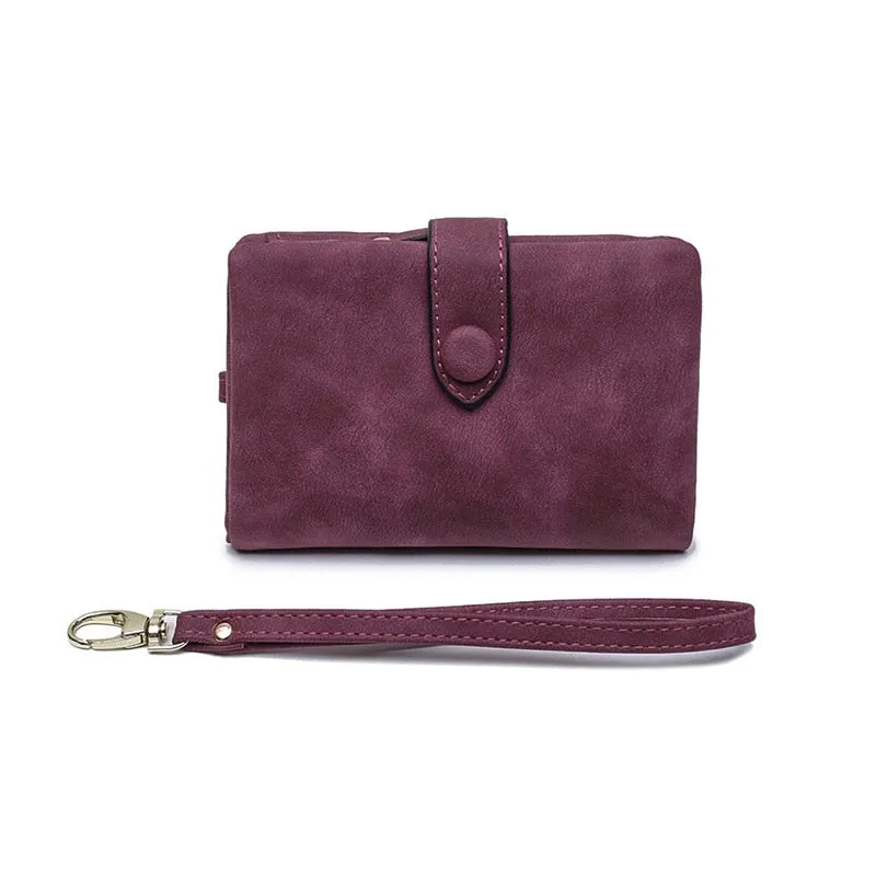 Realaiot Women Fashion Matte Short Wallet PU Leather Zipper Hasp Frosted Ladies Purses Money Coin ID Card Holder Girls Cute Clutch