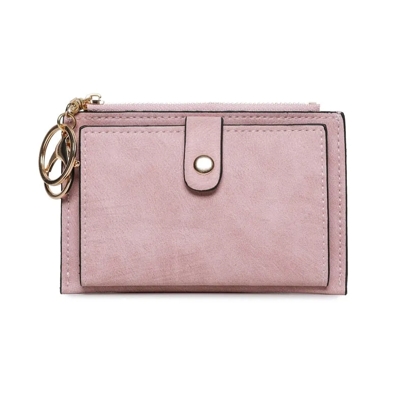 Realaiot Women Fashion Matte Short Wallet PU Leather Zipper Hasp Frosted Ladies Purses Money Coin ID Card Holder Girls Cute Clutch