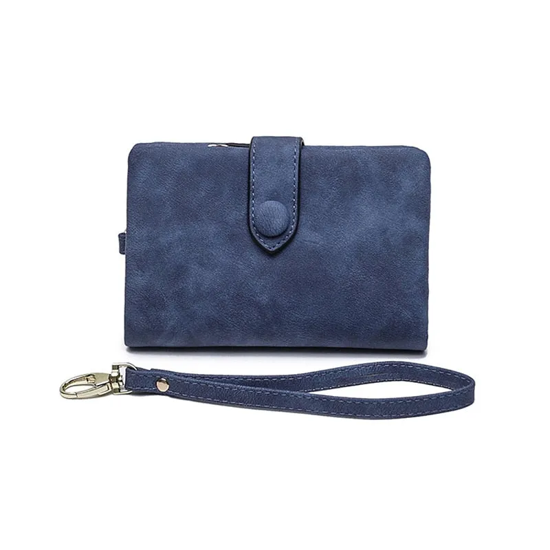 Realaiot Women Fashion Matte Short Wallet PU Leather Zipper Hasp Frosted Ladies Purses Money Coin ID Card Holder Girls Cute Clutch