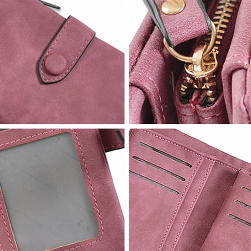 Realaiot Women Fashion Matte Short Wallet PU Leather Zipper Hasp Frosted Ladies Purses Money Coin ID Card Holder Girls Cute Clutch