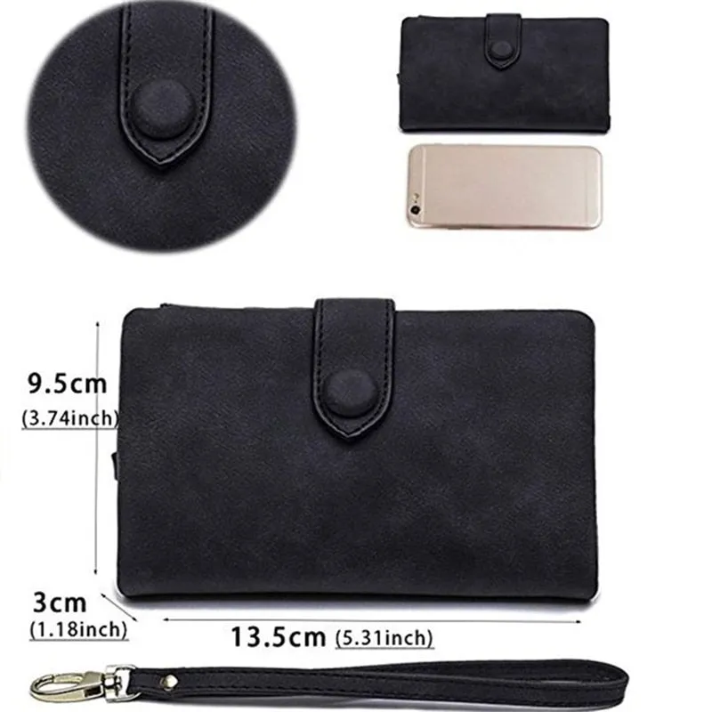 Realaiot Women Fashion Matte Short Wallet PU Leather Zipper Hasp Frosted Ladies Purses Money Coin ID Card Holder Girls Cute Clutch