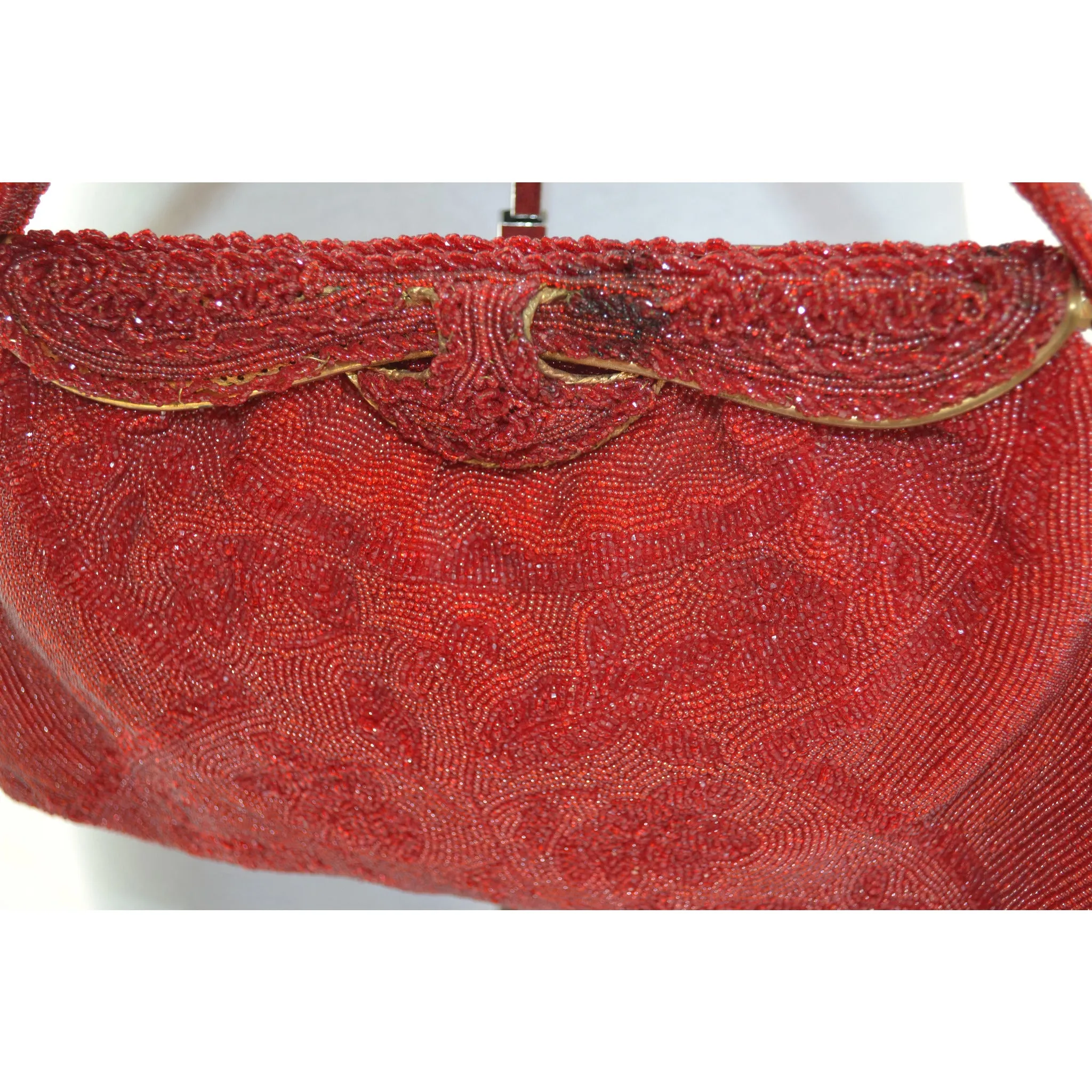 Red Beaded Purse By Stanley Korshak