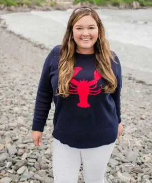 Red Lobster-Detail On Navy Sweater: A Fun Coastal Classic