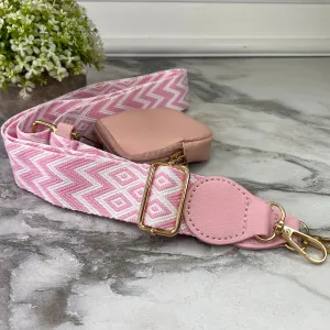 Replacement Strap   Pouch - Pink & White Woven Chevron