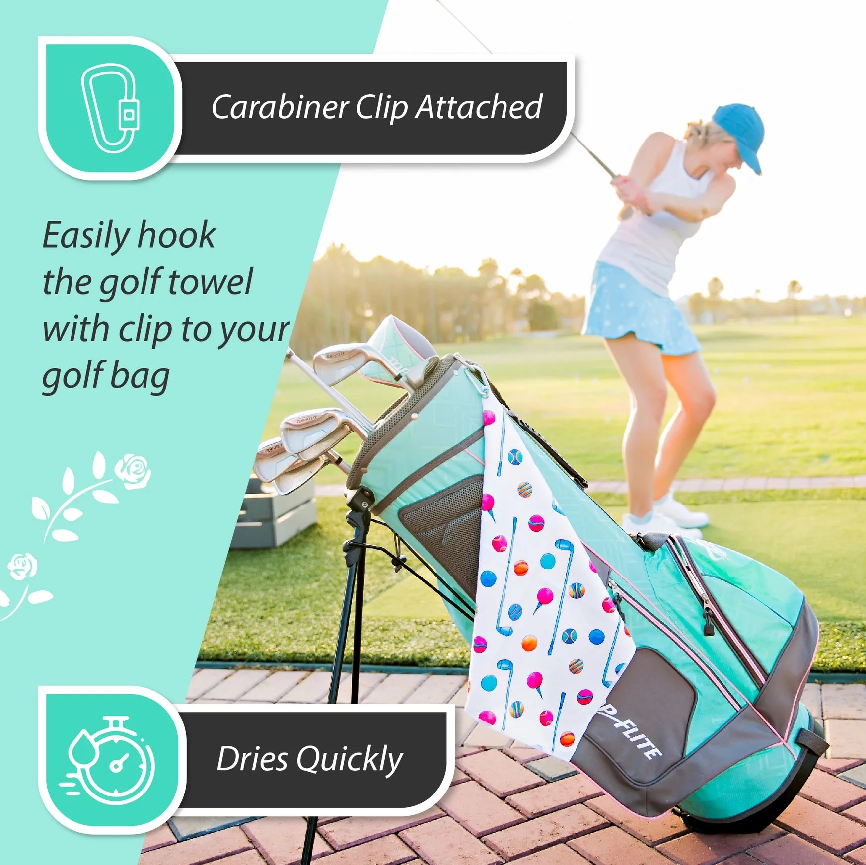 Retro Bags Colorful Golf Towel with Carabiner