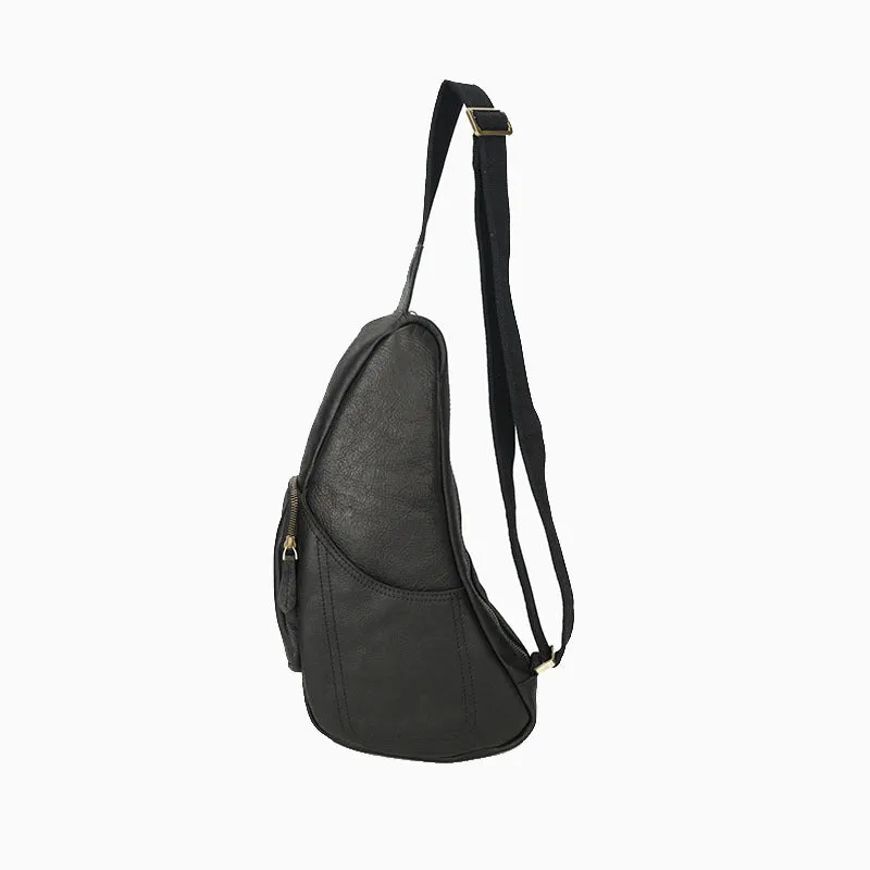 Retro Men Messenger Bag Full Grain Leather Chest Pack Large Capacity Sling Bag YD8059