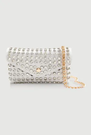 Rhinestone Studded Mini Envelope Crossbody Bag