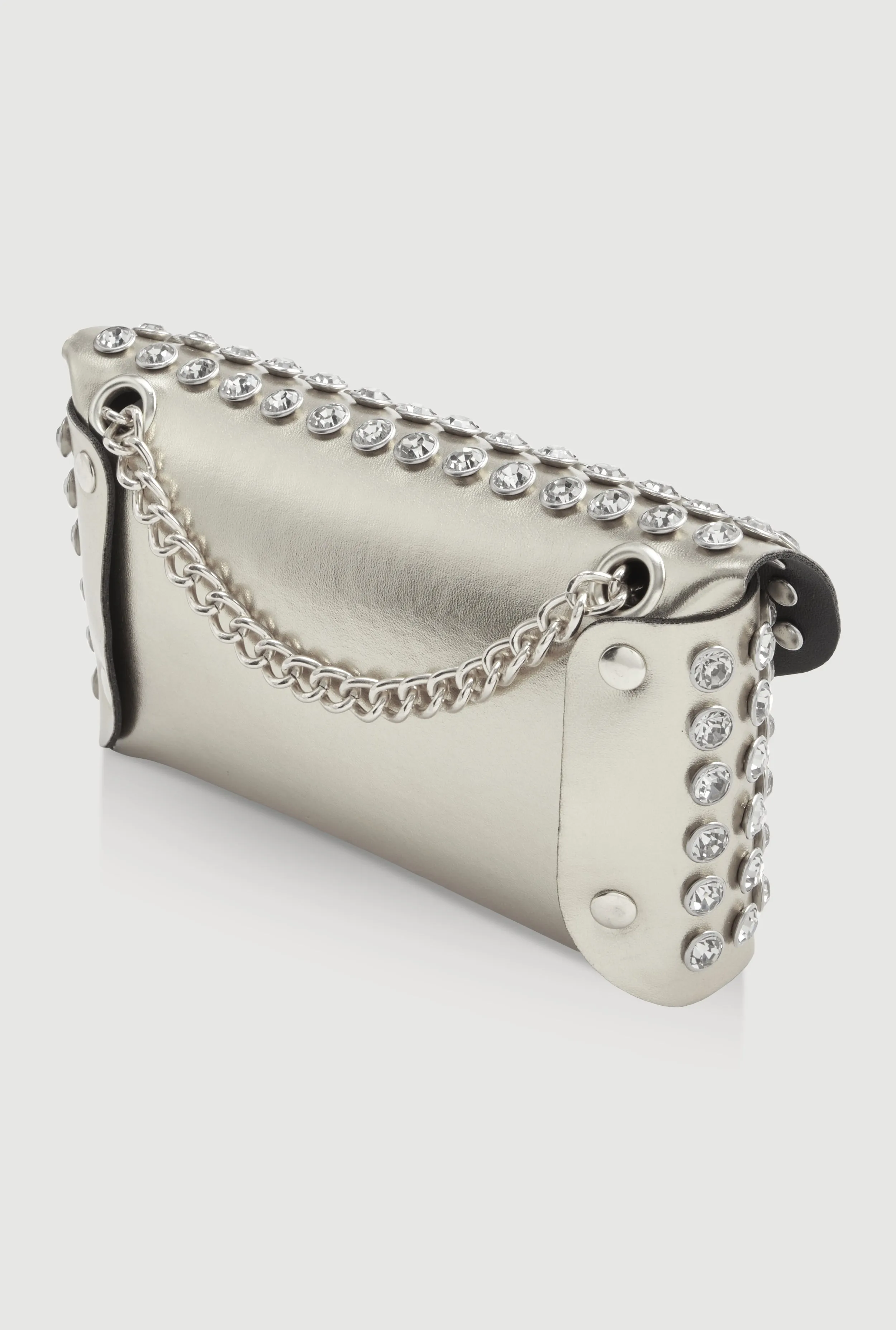 Rhinestone Studded Mini Envelope Crossbody Bag