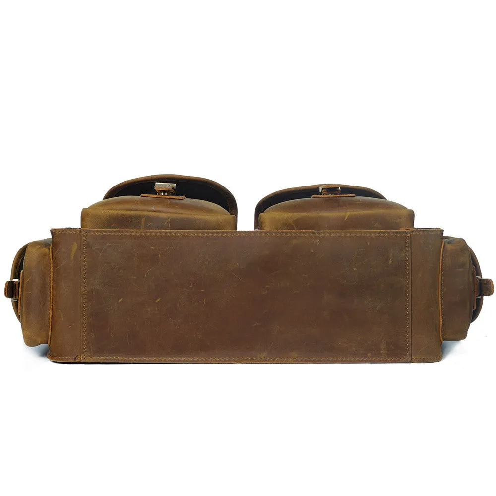 ROCKCOW Crazy Horse Leather Men Messenger Bags Vintage Briefcases Leather Laptop Bag