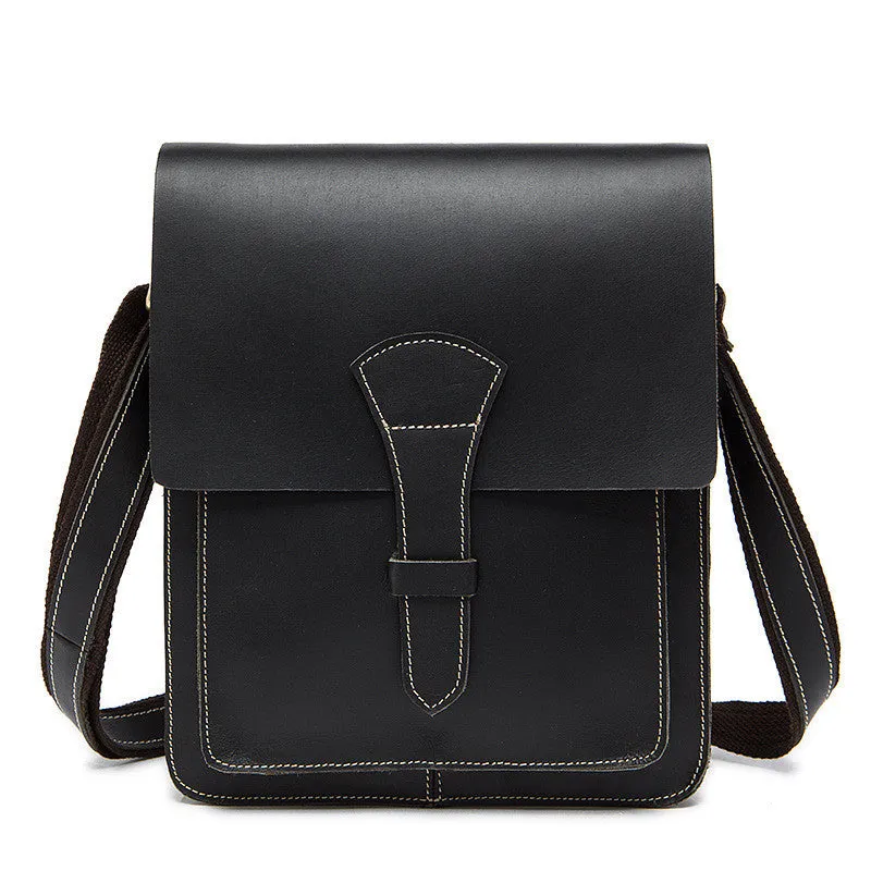 ROCKCOW Handmade Crazy Horse Men ‘s Leather Shoulder Bag, Vertical Messenger Bag 1093